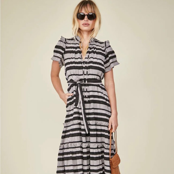 Hunter Bell NYC- Matthews Dress Black Stripe - Picture 2 of 9